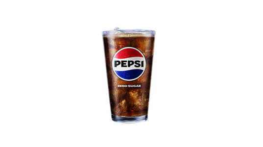 A glass of soda with the new Pepsi logo on it.
