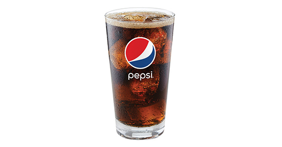A glass of soda with the 'Pepsi Gravity' logo on it.