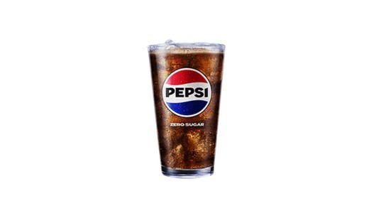 A glass of soda with the new Pepsi logo on it.
